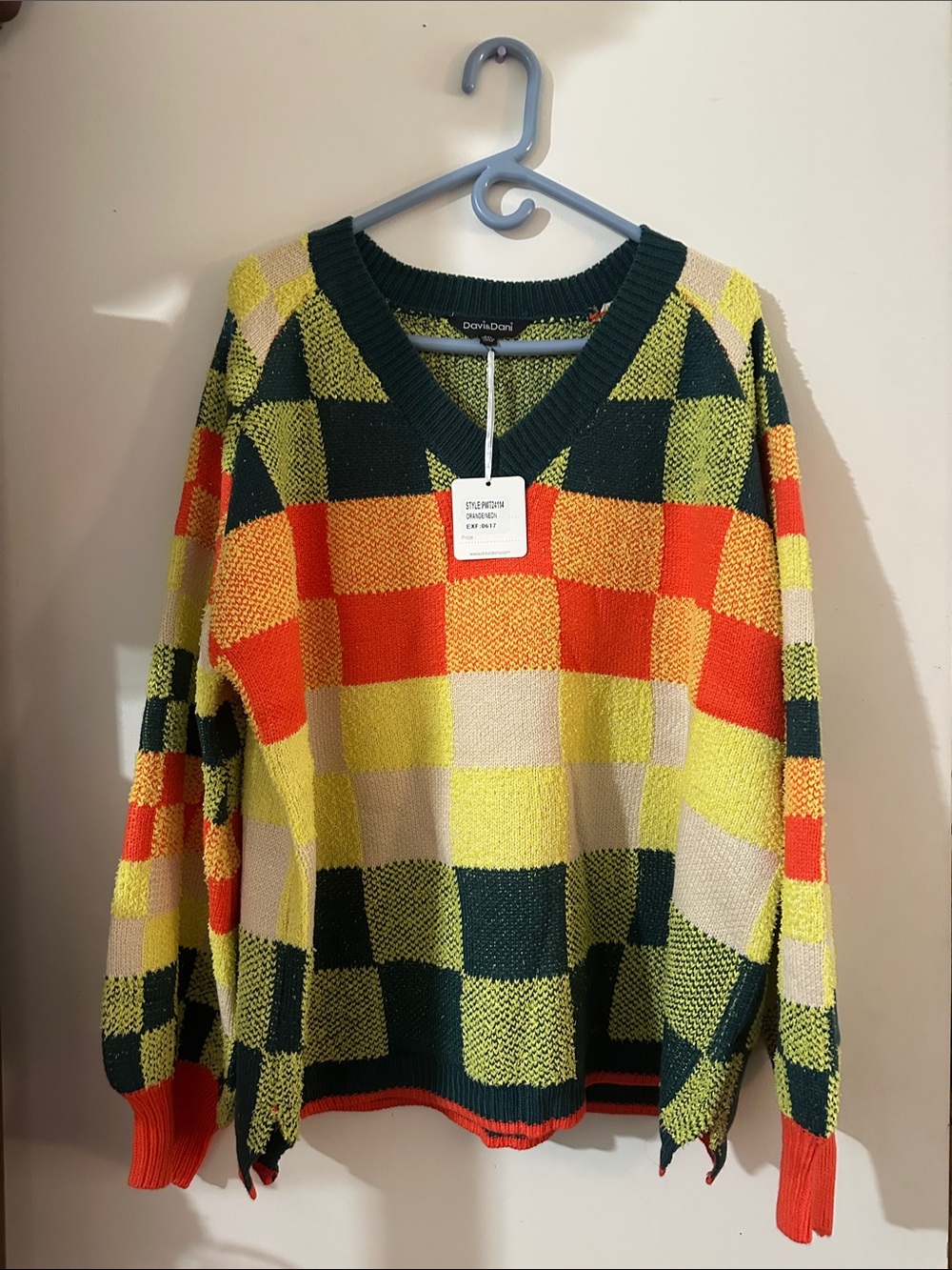 Multicolor Check Sweater - Yellow & Orange